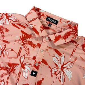 Bad Birdie Mens Golf Polo Shirt XL Tropical Palm Tree Print Short Sleeve